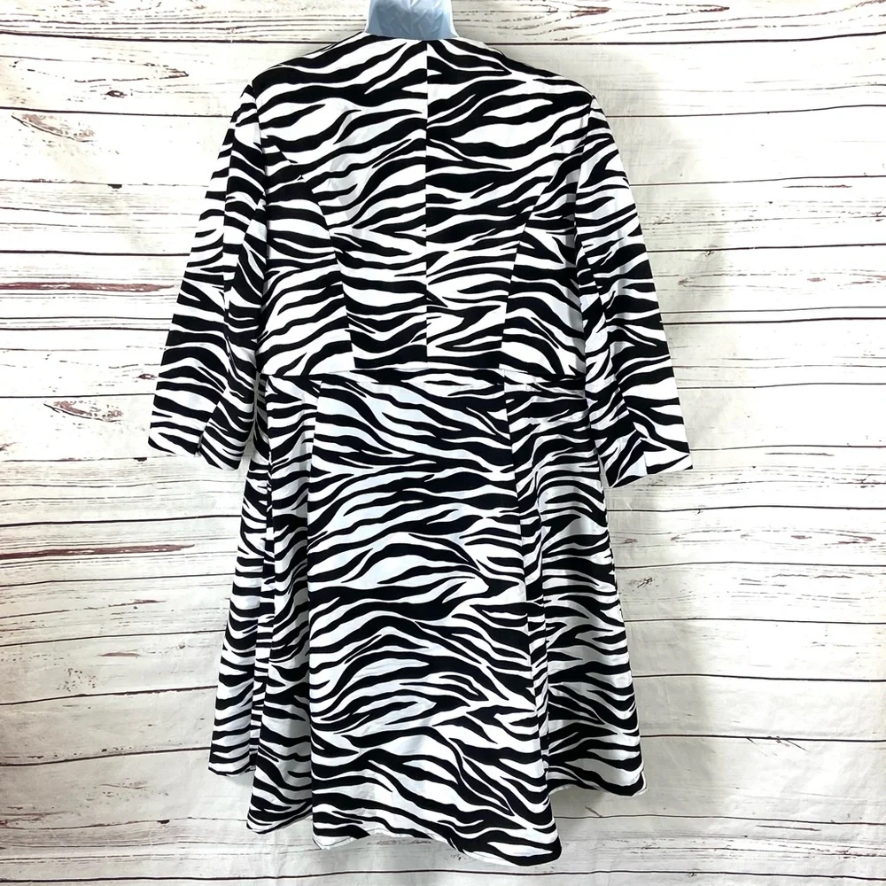 Giovanna 2PC Dress Suit Women’s 20W Black/White Zebra Print‎ Burnout Blazer Open